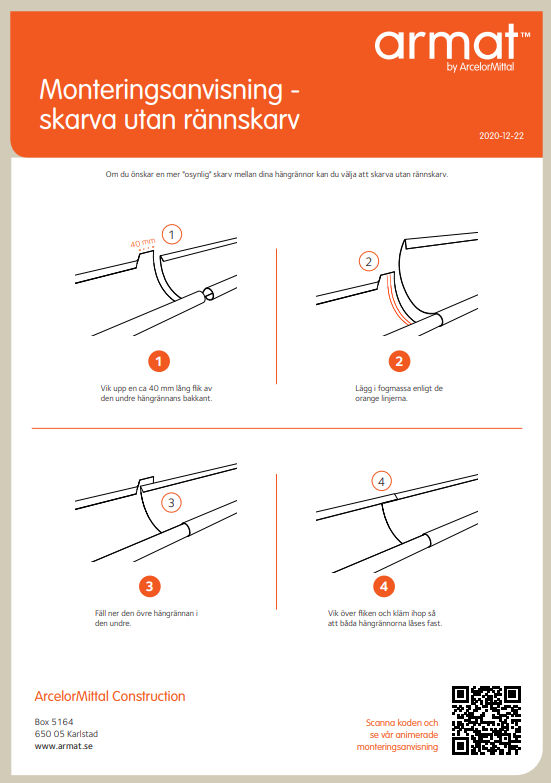 Joint without gutter joint